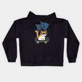 Rad Cat on Skateboard Kids Hoodie